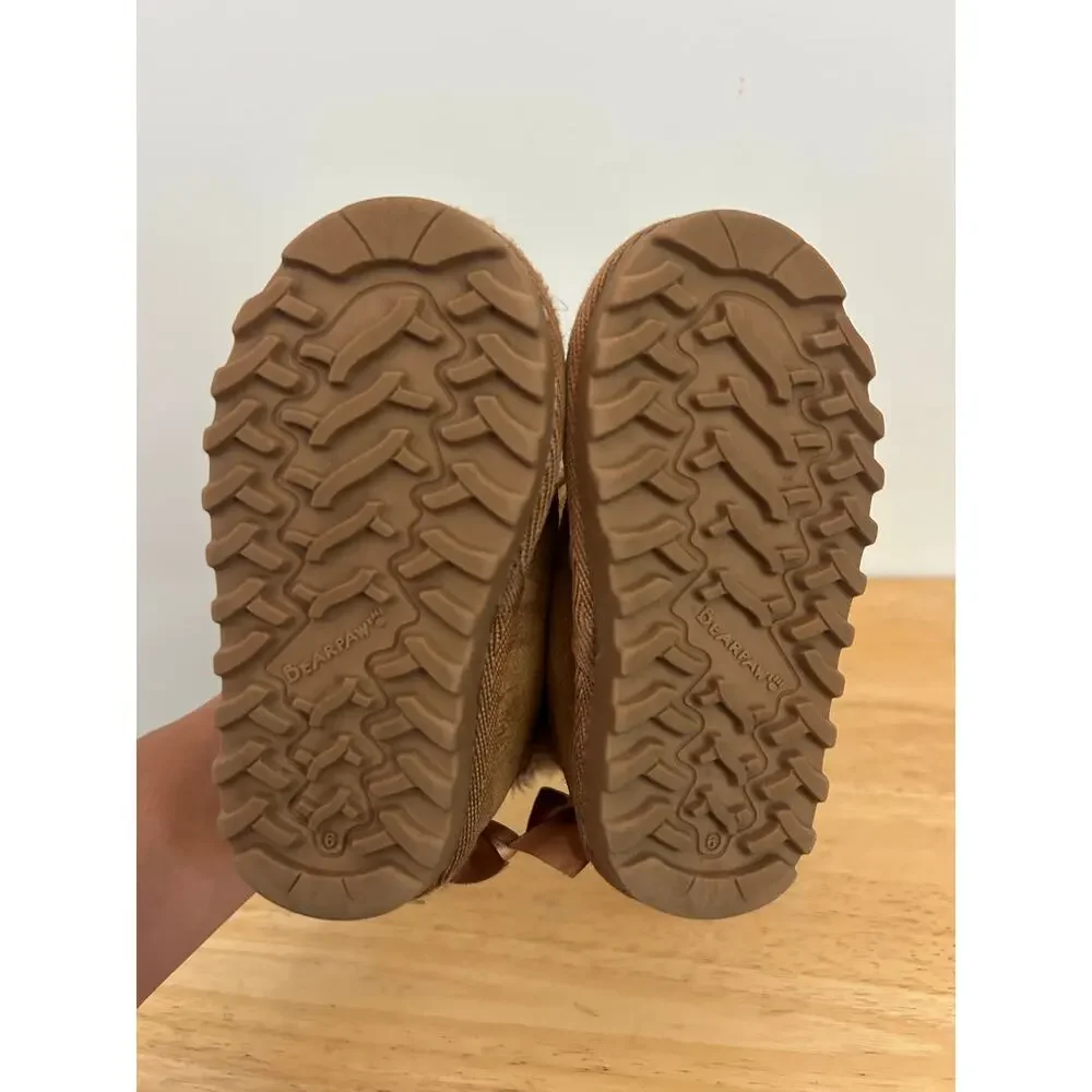 Bearpaw Toddler Girl Suede Boots Size 6 – Bow Back, Shearling Lined